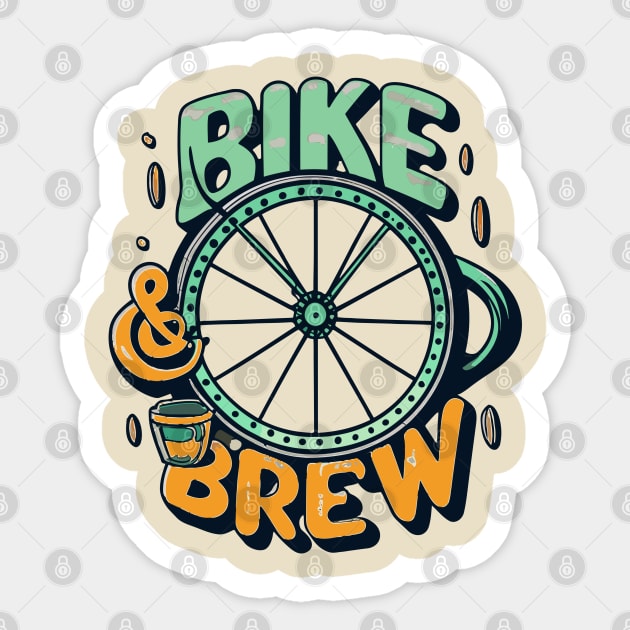 Bike and Brew Sticker by nefuku